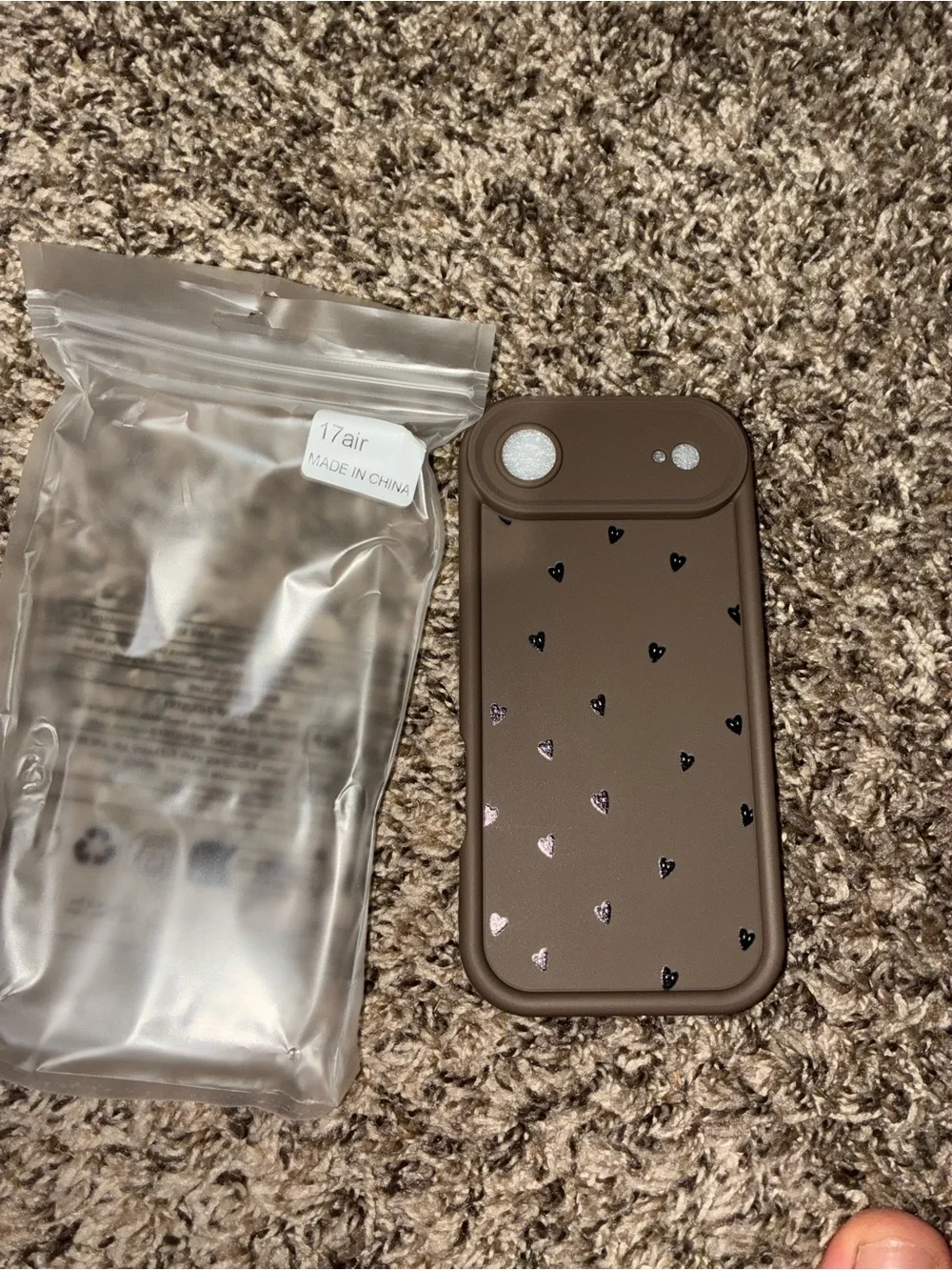 Brown Heart Pattern Silicone Phone Case for iPhone Air